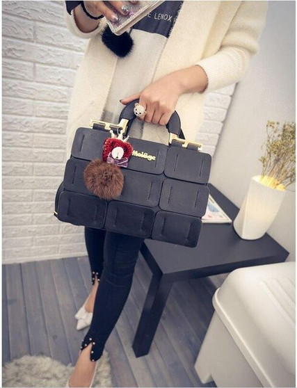 2018 women bag suture Boston bag inclined shoulder bag women leather handbags