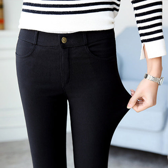 Women Plus Size High Waisted Trousers Skinny Pants Trousers Elastic Pencil Pants High Waist Pants