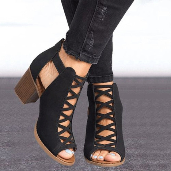 2019 Fashion Women Sandals Summer New Hot Female Fish Mouth Exposed Toe High-Heeled Sandals Romanesque Ladies Shoes