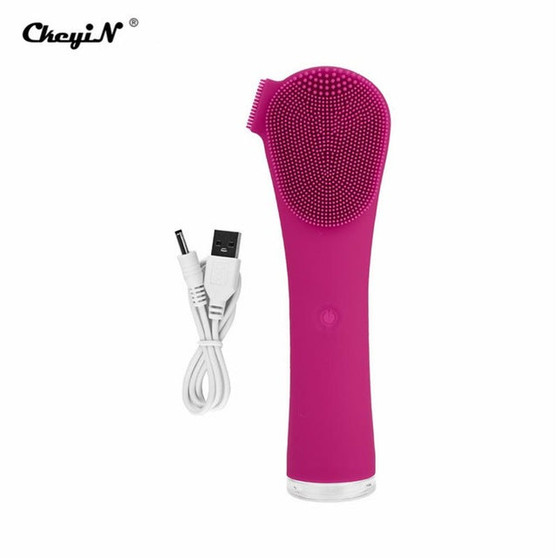 Mini Electric Facial Cleansing Brush Waterproof Silicone Sonic Face Brush Handheld Cleaning Device Rechargeable Pore Cleaner 35