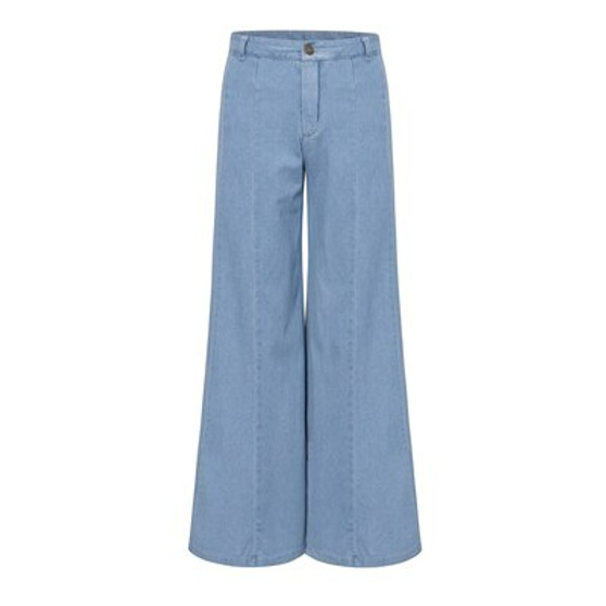 New Blue Denim High Waist Wide Leg Jeans Pants Women Vintage Casual Loose Straight Jeans Trousers Striped Palazzo Retro Trousers