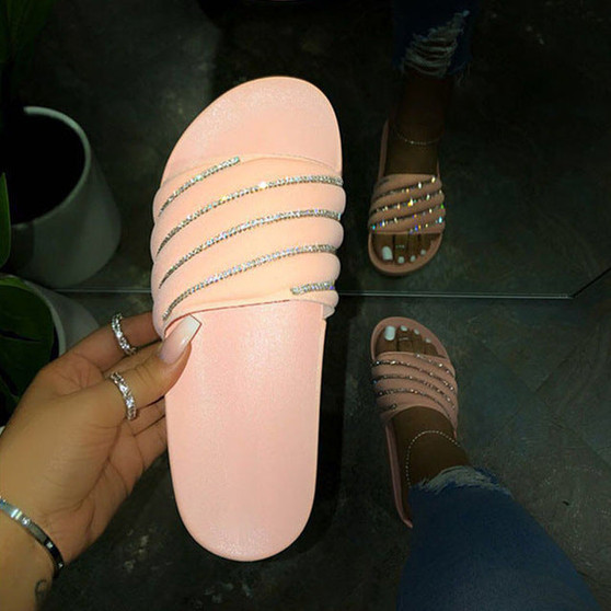 2020 women slippers shoes woman Summer beach flip flops female rhinestone sildes Ladies Slippers outdoor flats wholesale drop