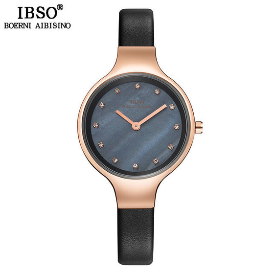 IBSO Brand Luxury Shell Dial Female Watches Fashion Stainless Steel Mesh Strap Wrist Watch Ladies Crystal Design Quartz Watch