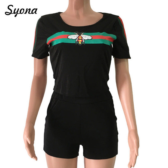Casual Women Sexy Stripe TWO PIECE SET Print Short Sleeve TWOPIECE Outfits 2 PIECE Suit Crop Top Shorts Tracksuit T Shirt Summer