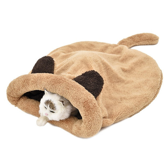 Upgrade Cat Sleeping Bag Self-Warming Kitty Sack Cat Kittern Bed Puppy Small Dog Bumper Bed Ultra Soft Magic Sleeping Bag Gray