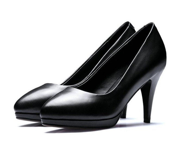 Dousin Partin platform Fashion Black High Heels Platform Women Shoes Pointed Toe Pu