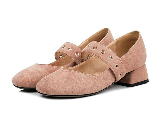 Dousin Partin Women Pumps Fashion Slip on Square Toe Square Heel Shallow Casual Solid Pink Westrn Style Women Pumps N784596