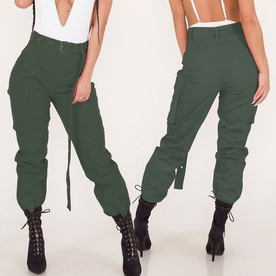Womens Cargo Trousers Casual Pants Military Army Combat Solid Pants Pocket Pants