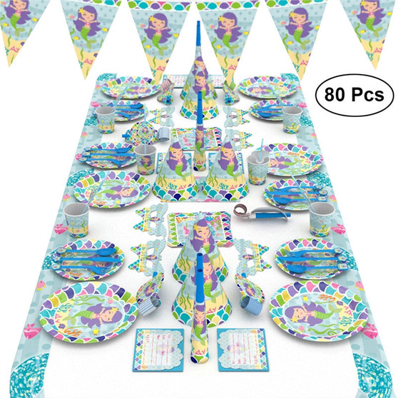 Birthday Party Supplies Cartoon Mermaid Party Kit Party Favors Supplies Decoration Props for Kids