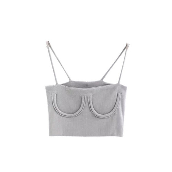 Sexy Strap Short Knit Appliques Tank Top Knitted Cotton Crop Top Casual Basic Camis Fashion Women Short Elastic Tops  4 Colors