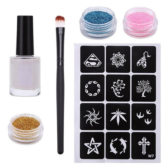 Tattoo 12 Stencils 3 Flash Powder Tattoos Temporary Tattoo Sticker