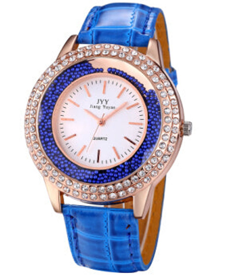 Luxury Brand Fashion Ladies Leather Crystal Diamond Rhinestone Watches Women