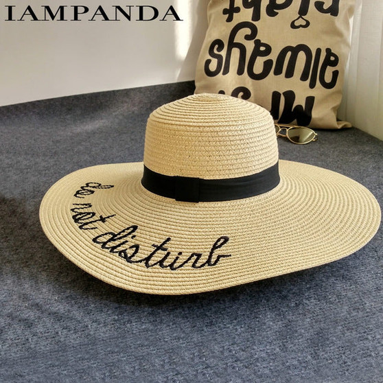 NEW brand new letter embroidery Big brim sun hats straw hats for women summer