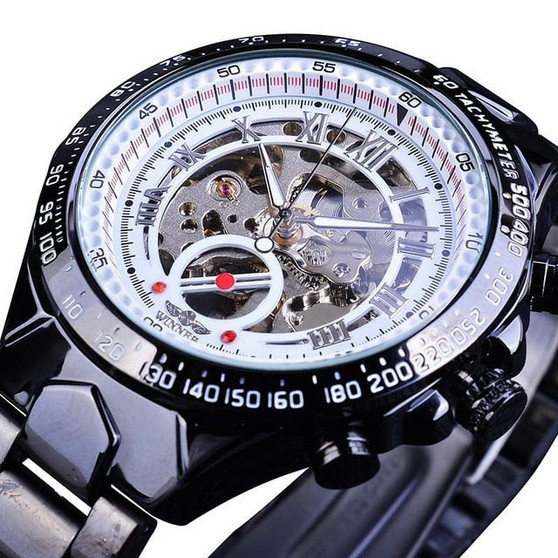 Winner Skeleton Dial Stainless Steel Watch