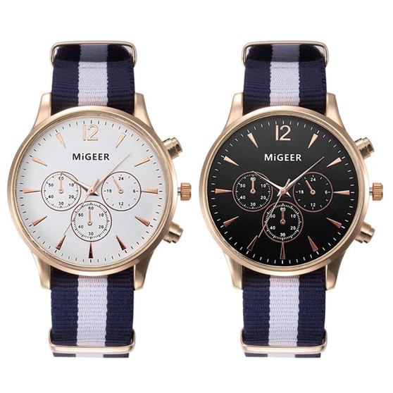 Luxury Fashion Black & White Strap Men Watch