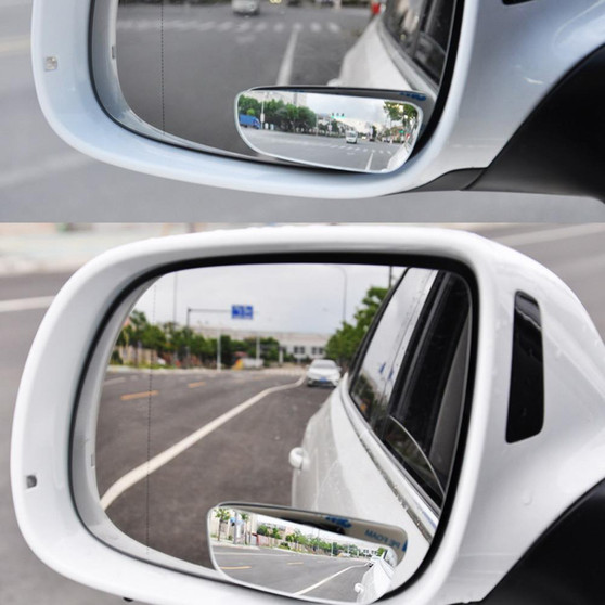 Car Mirror 360 Degree Wide Angle Convex Blind Spot Mirror Parking Auto Motorcycle Rear View Adjustable Mirror Accessories 2PC