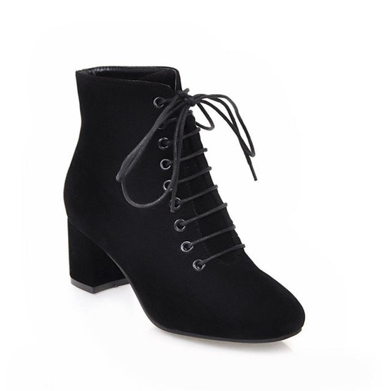 Ladies High Heels Short Suede  Ankle Boots