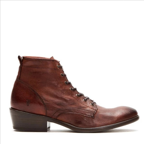 Vintage Low Heel Lace-Up Leather Boots