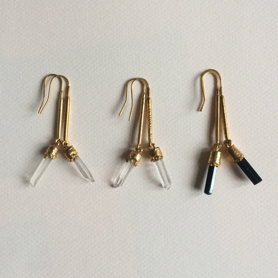 Gem crystal hook earrings