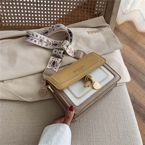 Contrast color Leather Crossbody Bags For Women 2020 Travel Handbag Fashion Simple Shoulder Messenger Bag Ladies Cross Body Bag