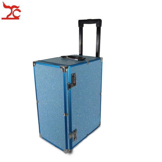 Aluminum Frame Jewelry Storage Box 10 Drawer With Lock Universal  Wheels Jewelry Watch Bangle Makeup Suitcase Train Trolley Case