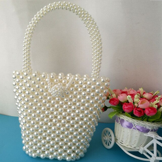 Pearls Beading Bags For Women Handbag Fashion Handmade Pearls Handbags Women Vintage Evening Party Bag Ladies Luxury Tote 2018