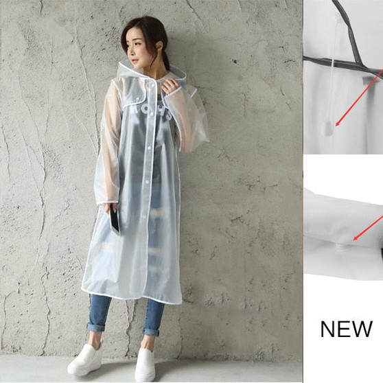 Geekinstyle New Fashion Women's Transparent Eva Plastic Girls Raincoat Travel Waterproof Rainwear Adult Poncho Outdoor Rain Coat