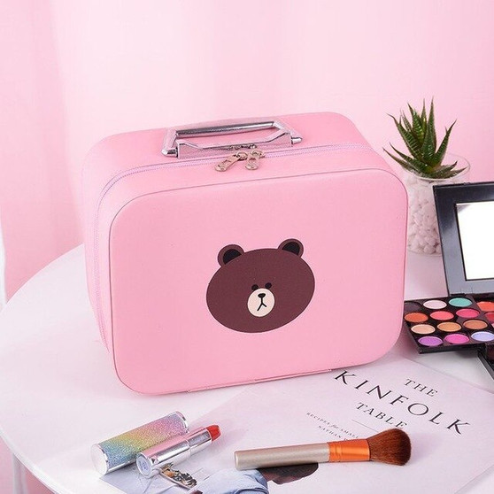 Waterproof Lovely Young Girl Beauty Box  Women's Large Capacity Storage Handbag Travel Toiletry Makeup Bag