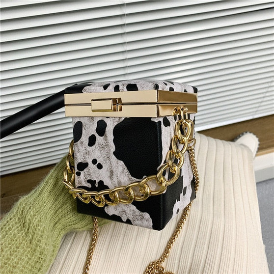 Mini Box Tote bag 2020 Fashion New High quality PU Leather Women's Designer Handbag Contrast color Chain Shoulder Messenger Bag