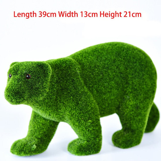 39cm Large Flower Bear Artificial Moss Flocking Animals Green Grass Fake Animal Crafts Christmas Moose For Home Party Decoration