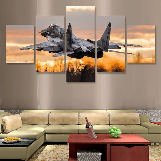 Jet Fighter Mikoyan MiG-29 Canvas Painting 5 Pieces Wall Art Canvas Wall Poster Pictures Living Room