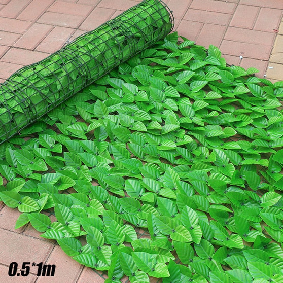 Garden Plant Fence Artificial Faux Green Leaf Privacy Screen Panels Rattan Outdoor Hedge Garden Home Decora 0.5X1M