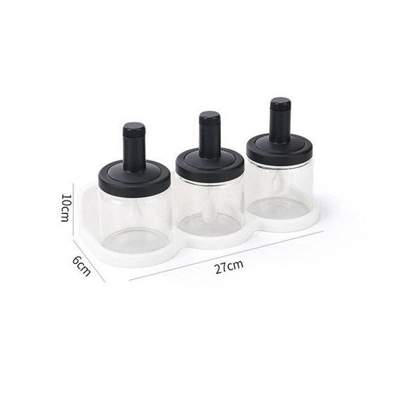 Kitchen Seasoning Bottle Sealed Glass Set All-in-one Storage Box Salt Shaker Wall-mounted Kitchen Moisture-proof Seasoning Box