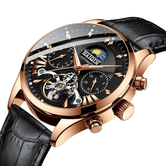 HAIQIN luxury Automatic Mechanical Men Watch classic Business Watch men Tourbillon Waterproof Male Wristwatch Relogio Masculino