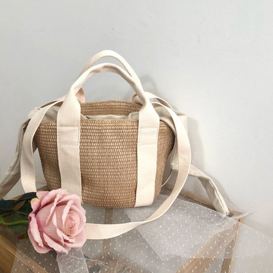 Casual Rattan Women Handbags Summer Beach Straw Bags Wicker Woven Female Totes Large Capacity Lady Buckets Bag Travel Purse 2019