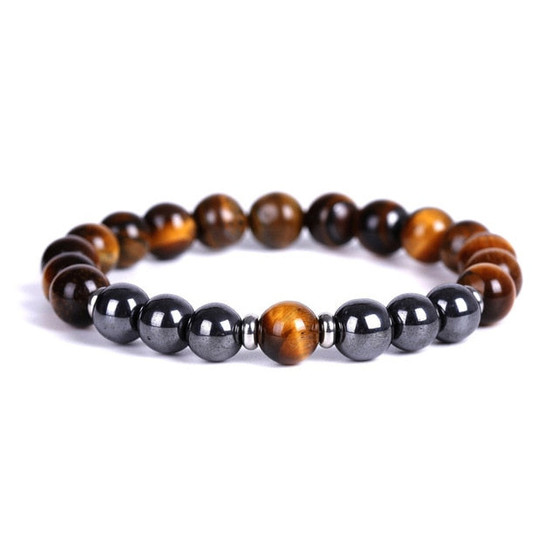 Tiger‘s Eye Bracelets for Men Women Lucky Hematite Beads Bracelet Natural Stone Bracelets & Bangles Jewelry Gift Pulsera Hombre