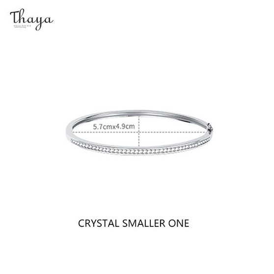 Thaya New arrival Zircon Bracelet&Bangle Simple Copper Plated18K Single Botton Silver Color Bangle Dainty For Women Fashion Gift