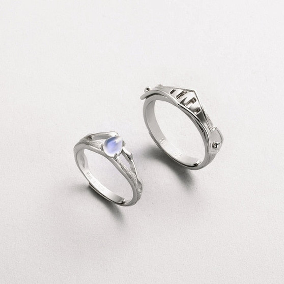 Thaya Natural Blue Light Moonstone Rings Lovers' Romantic Ring 100% s925 Silver Armour Bands For Women Vintage Elegant Jewelry