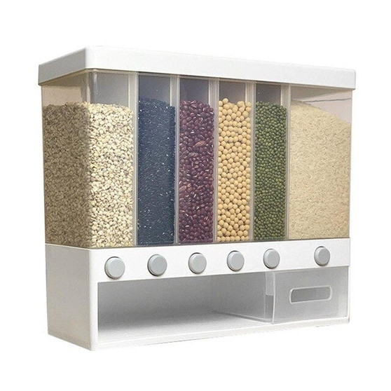 Wall-Mounted Seperated Grain Cereal Can Rice Storage Box Classification Metering Rice Cylinder Automatic Rice Plastic