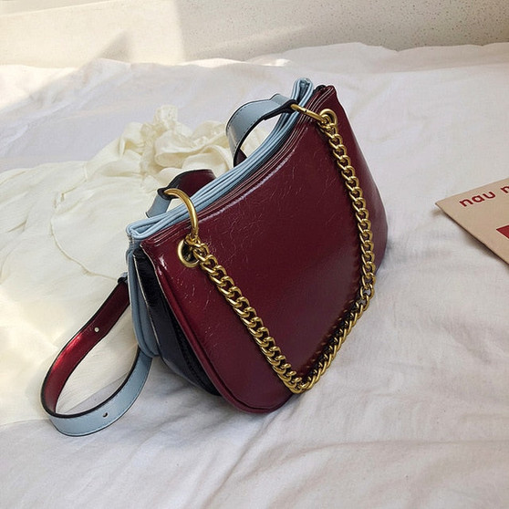 Contrast color Chain Tote bag 2020 Fashion New High quality PU Leather Women's Designer Handbag Casual Shoulder Messenger Bag