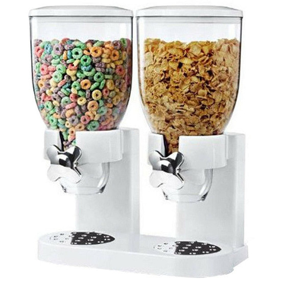 5L Double Cereal Dispenser Storage Container Dry Food Snack Kitchen Canister Fresh for Kitchen Storage Food Bottle