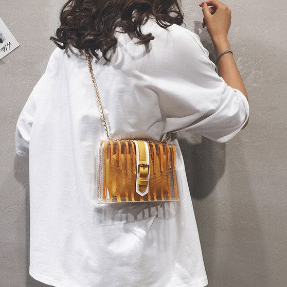 Transparent jelly square bag 2019 summer new quality PVC Women's Designer Handbag Lock chain shoulder messenger bag Bolsos Mujer