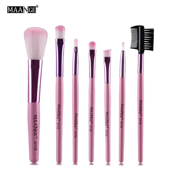 MAANGE 7PCS Protable Makeup Brush Set Eye shadow Powder Make Up Toiletry Eyebrow Lip Cosmetic Beauty Make Up Brush Travel Kit