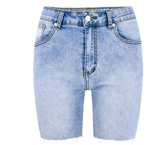 High Quality Summer Women Denim Shorts High Waisted Knee Length Short Jeans Women Casual Cotton Denim Stretch Jeans Shorts 2019