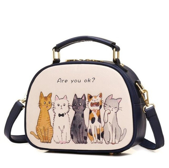 Cute Cartoon Small Cat Top-Handle Handbags Tote Bag For Women 2020 Girls Shoulder Bags Messenger Crossbody Bags L4-3235