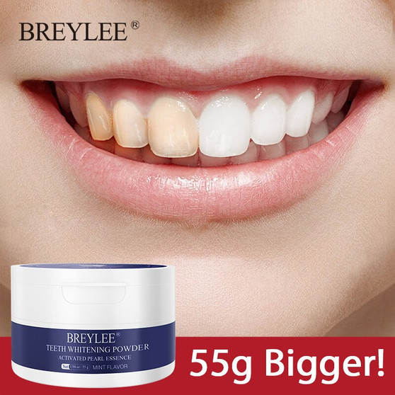 BREYLEE Teeth Whitening Powder 55g Protect Gums White Teeth Cleaning Oral Hygiene Remove Plaque Stains Toothpaste Teeth Care