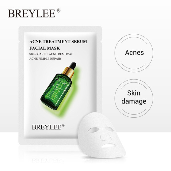 BREYLEE Acne Treatment Serum Face Sheet Mask Pimple Removal Face Skin Care  Repair Anti Acne Scar Whitening Facial Essence 1pcs