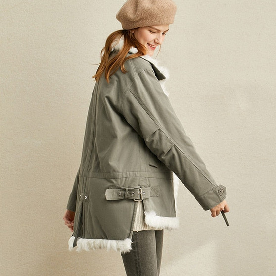 Amii Minimalist Wool Fur Coat Winter Women Lapel Zipper Solid Female Thick Jackets 11920269