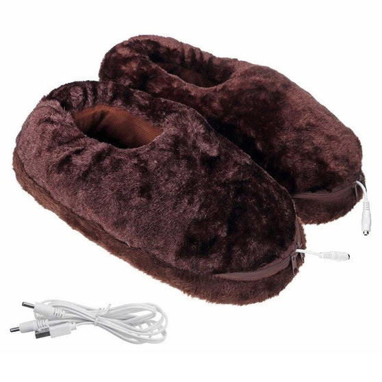 Unisex Electric Feet Warm Slippers USB Foot Warmer Shoe Winter Warmer Indoor Plush Shoes Electric Heating Slipper Christmas Gift