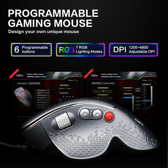 High-End Optical Professional Gaming Mouse With 7 RGB Lights USB Computer Mouse Gamer 4800dpi Game Mouse For PC LOL CS